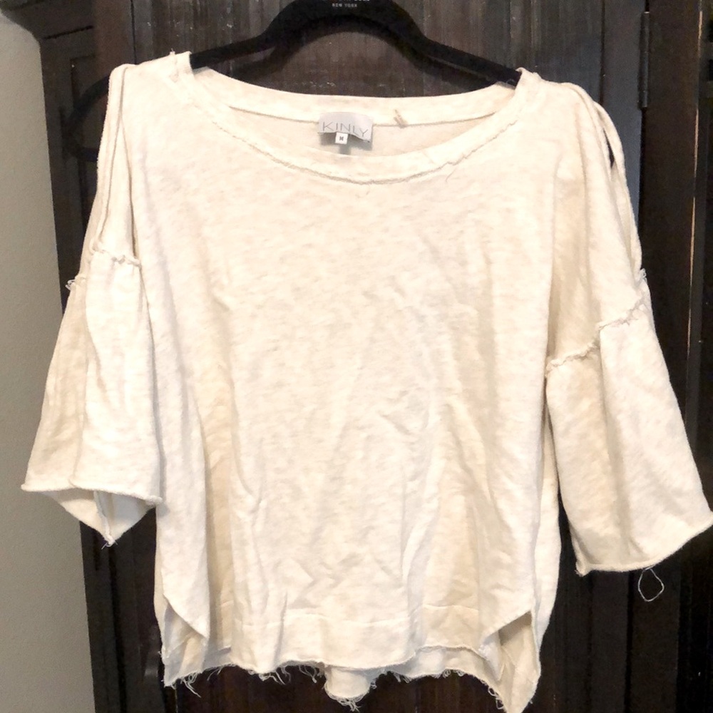 KINLY cream sweater, frayed edges